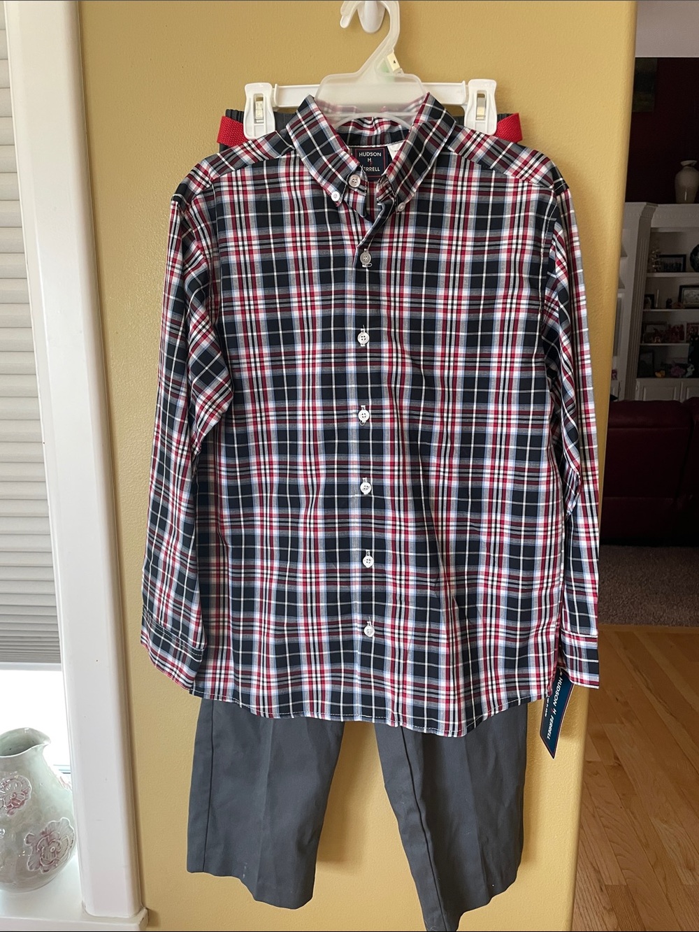 NWT 2-Piece Hudson Ferrell Boys Plaid Button-Down Shirt and Pants